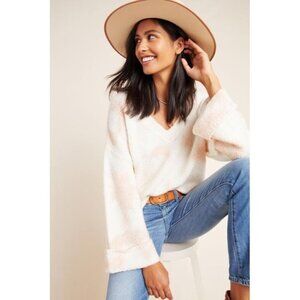Anthropologie Oversize Maggie Bell Sleeves Knit Pullover Sweater Cream Women's M